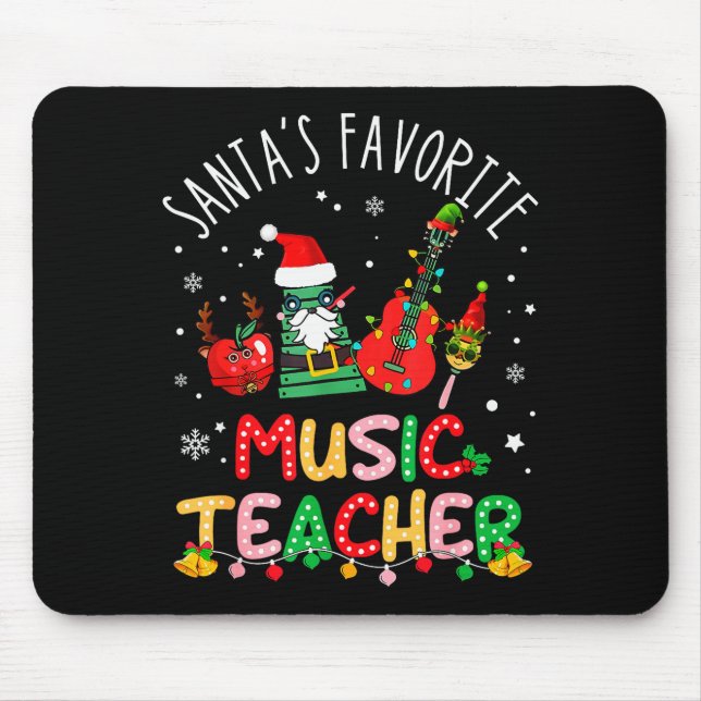 Santa's Favorite Music Teacher Christmas Santa Hat Mouse Pad (Front)