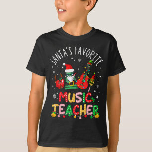 Santa's Favorite Music Teacher Christmas Santa Hat T-Shirt