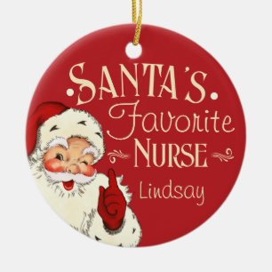 Santa's Favorite Nurse Ceramic Ornament