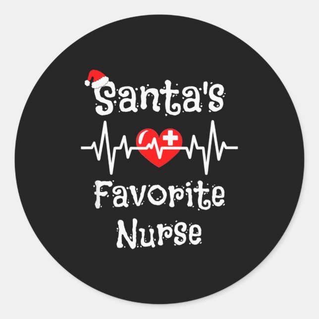 Santa's Favorite Nurse Christmas 2021  Classic Round Sticker (Front)