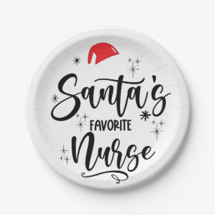 Santa's Favorite Nurse Christmas  Paper Plate