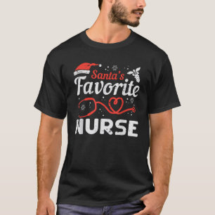 Santas Favorite Nurse Christmas Scrub Xmas RN Men  T-Shirt