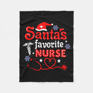 Santa's Favorite Nurse Christmas Short Sleeve  Fleece Blanket