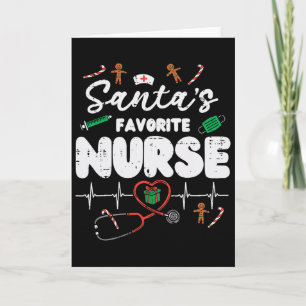 Santas Favorite Nurse Christmas Xmas Nursing Scrub Card