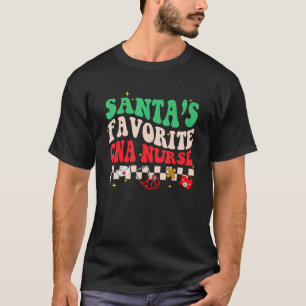 Santas Favorite Nurse  Christmas Xmas RN CNA Nursi T-Shirt