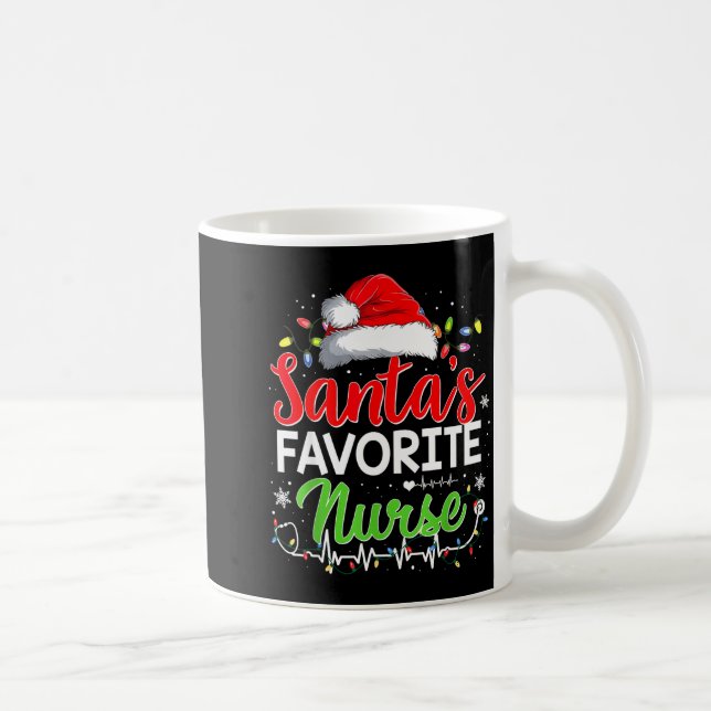 Santa's Favorite Nurse Funny Christmas Nurse Xmas  Coffee Mug (Right)