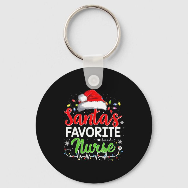 Santa's Favorite Nurse Funny Christmas Nurse Xmas  Key Ring (Front)