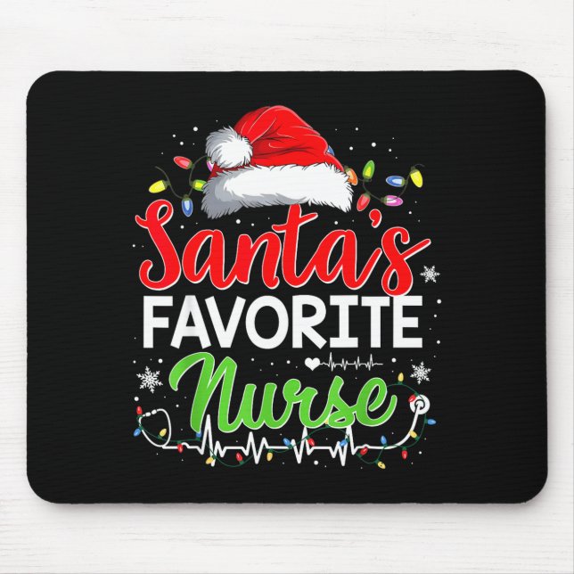 Santa's Favorite Nurse Funny Christmas Nurse Xmas  Mouse Pad (Front)