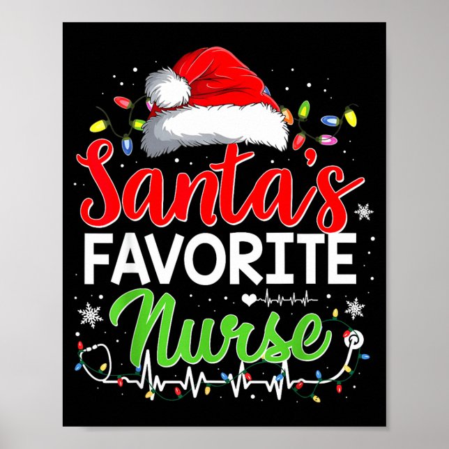 Santa's Favorite Nurse Funny Christmas Nurse Xmas  Poster (Front)
