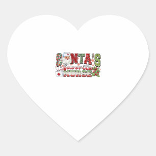 Santa's Favorite Nurse, Merry Nurse, Nurse Christm Heart Sticker