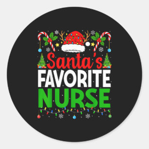 Santas Favorite Nurse Rn Christmas Nursing Christm Classic Round Sticker
