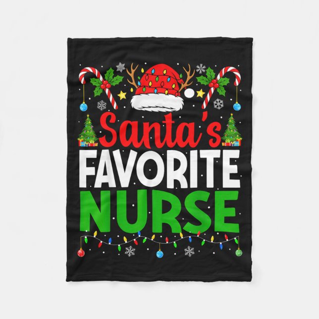 Santas Favorite Nurse Rn Christmas Nursing Christm Fleece Blanket (Front)
