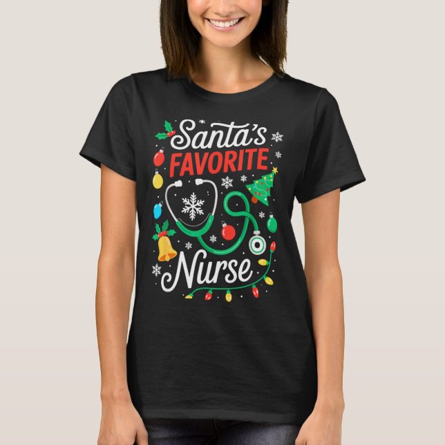 Santa's Favorite Nurse Shirt Men Women Funny Chris (Front)