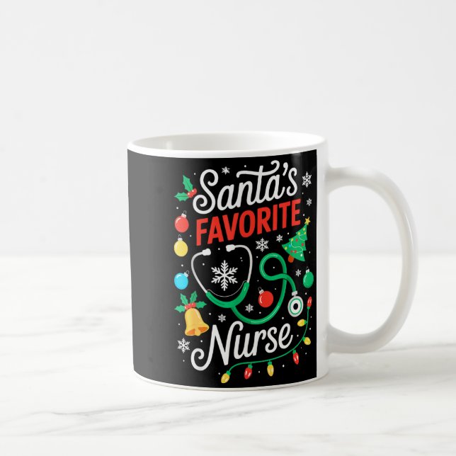 Santa's Favorite Nurse Shirt Men Women Funny Chris Coffee Mug (Right)
