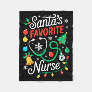 Santa's Favorite Nurse Shirt Men Women Funny Chris Fleece Blanket