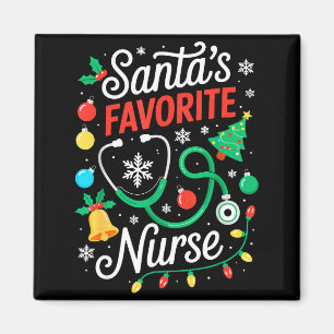 Santa's Favorite Nurse Shirt Men Women Funny Chris Magnet