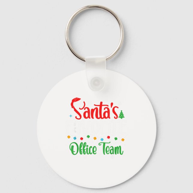 Santa's Favorite Office Team Christmas Lights Sant Key Ring (Front)