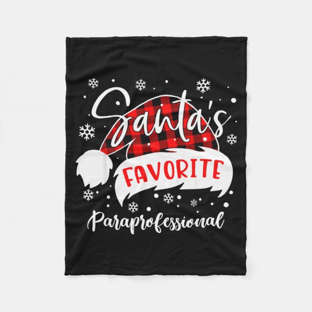 Santa's Favorite Paraprofessional Hat Flannel Chri Fleece Blanket (Front)