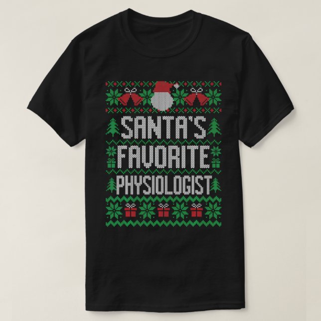 Santa's Favorite Physiologist, Funny Knitted Chris T-Shirt (Design Front)