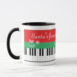 Santa's Favorite Piano Teacher Bell Christmas  Mug