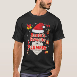 Santa's Favorite Plumber Christmas Cute Santa Face T-Shirt