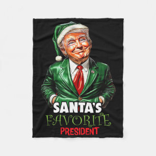 Santa's Favorite President Funny Trump Christmas X Fleece Blanket