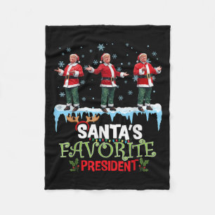 Santas Favorite President Santa Trump Dance Funny Fleece Blanket
