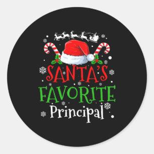 Santa's Favorite Principal Christmas Party Classic Round Sticker
