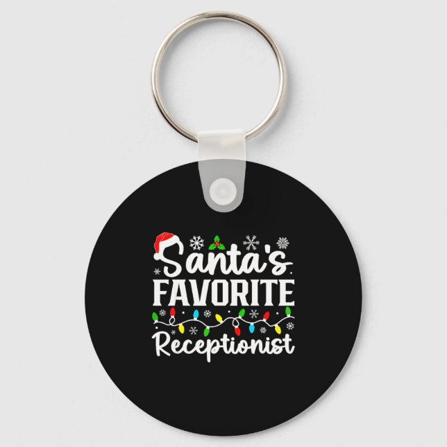 Santa's Favorite Receptionist Christmas Family Mat Key Ring (Front)