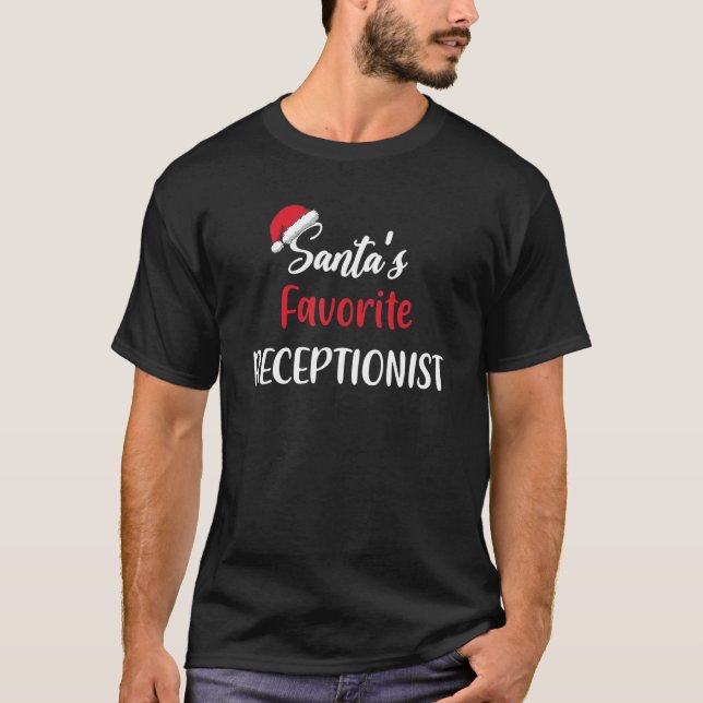 Santas Favorite Receptionist   Christmas   Pajama T-Shirt (Front)