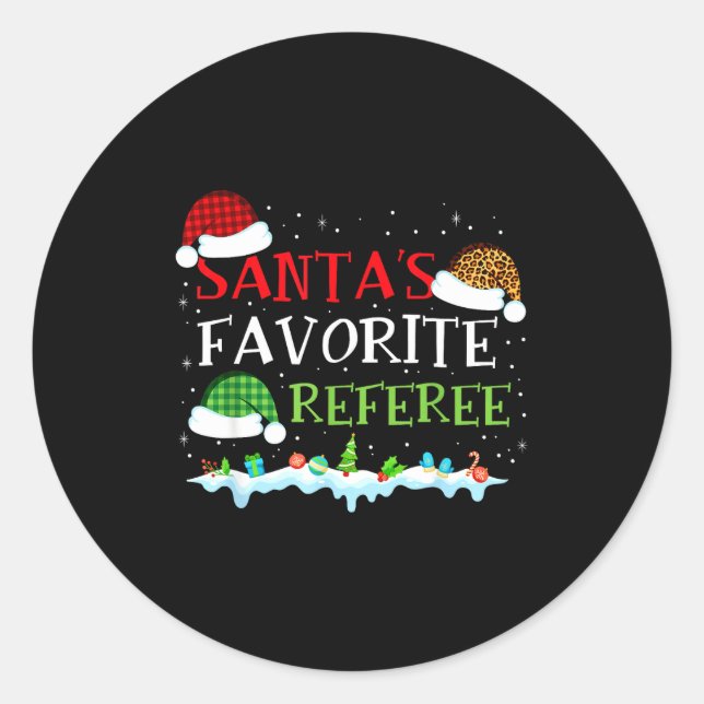 Santa's Favorite Referee Fun Christmas  Classic Round Sticker (Front)