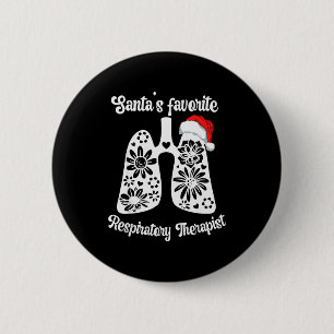 Santas Favorite Respiratory Therapist Floral Lung 6 Cm Round Badge