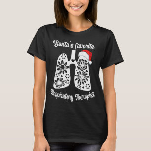 Santas Favorite Respiratory Therapist Floral Lung T-Shirt