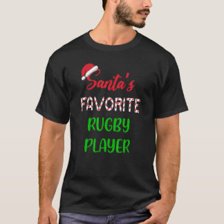Santas Favorite Rugby Player   Funny Rugby Christm T-Shirt
