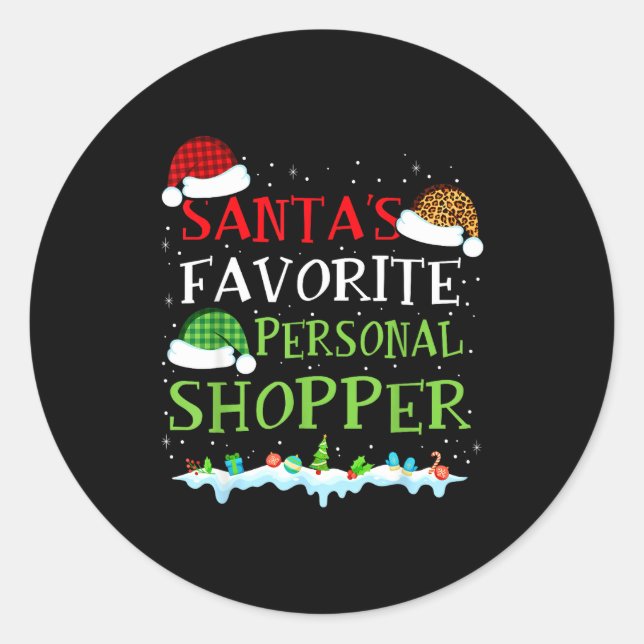 Santa's Favorite Shopper Fun Christmas Consultant  Classic Round Sticker (Front)