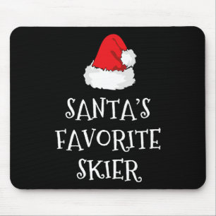 Santa's Favorite Skier Christmas Hat Funny Xmas Sk Mouse Pad