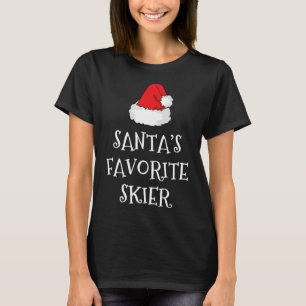 Santa's Favorite Skier Christmas Hat Funny Xmas Sk T-Shirt