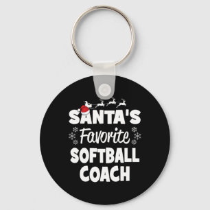 Santa's Favorite Softll Coach Funny Christmas Matc Key Ring