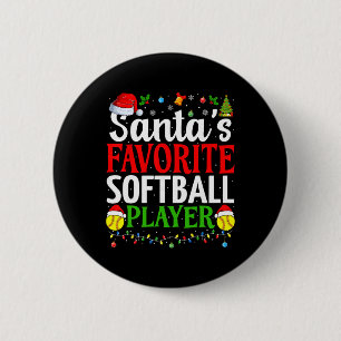 Santa's Favorite Softll Player Funny Christmas Sof 6 Cm Round Badge