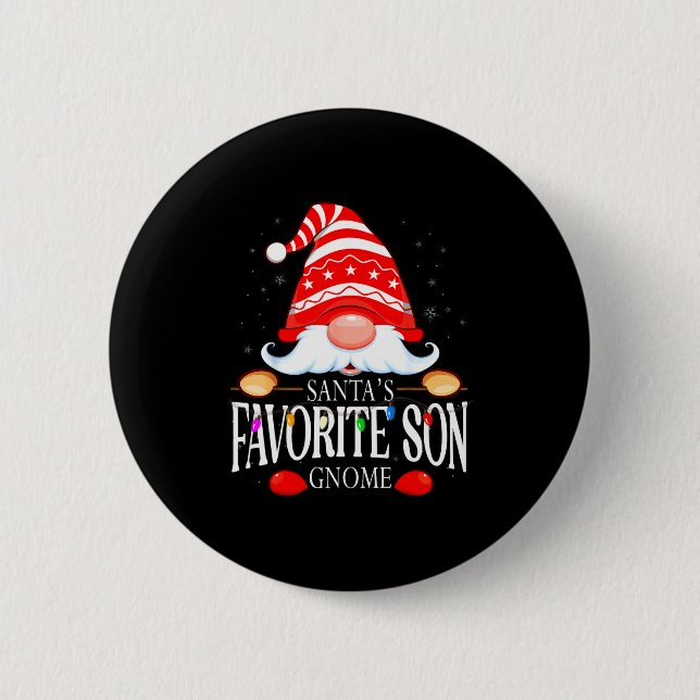 Santas Favorite Son Gnome Matching Christmas Paja  6 Cm Round Badge (Front)