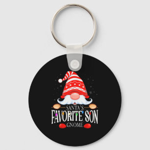 Santa's Favorite Son Gnome Matching Christmas Paja Key Ring