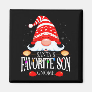 Santas Favorite Son Gnome Matching Christmas Paja Magnet