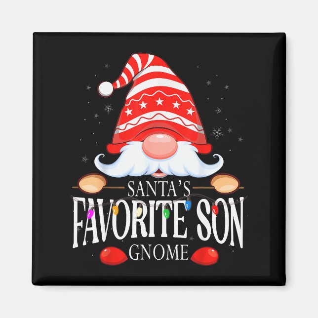 Santa's Favorite Son Gnome Matching Christmas Paja Magnet (Front)