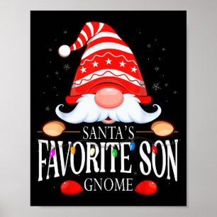 Santa's Favorite Son Gnome Matching Christmas Paja Poster