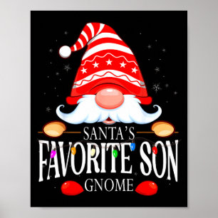 Santas Favorite Son Gnome Matching Christmas Paja  Poster