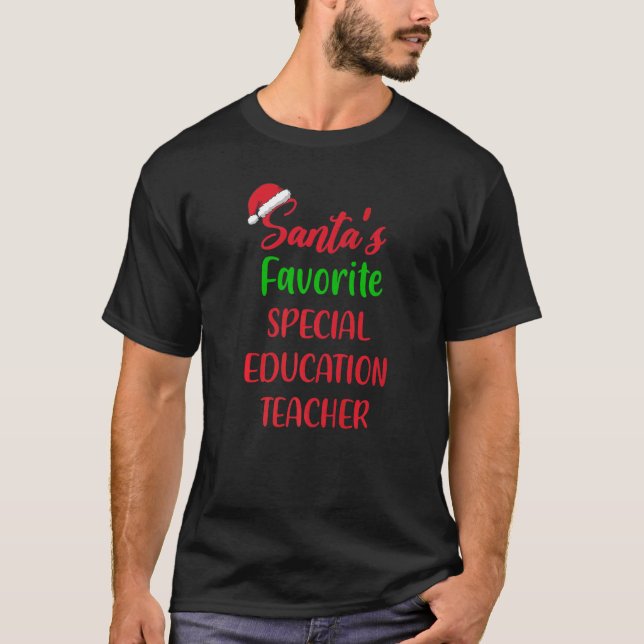 Santas Favorite Special Education Teacher   Christ T-Shirt (Front)