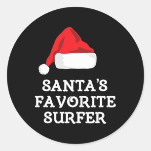 Santa's Favorite Surfer Christmas Funny Xmas Surfi Classic Round Sticker