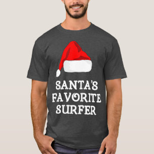 Santas Favorite Surfer Funny Christmas Gift Surf T-Shirt