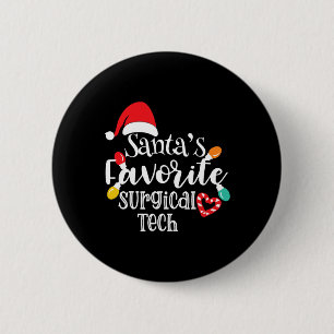 Santa's Favorite Surgical Tech Christmas Lights Sa 6 Cm Round Badge