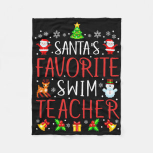 Santa's Favorite Swim Teacher Xmas Matching Fleece Blanket